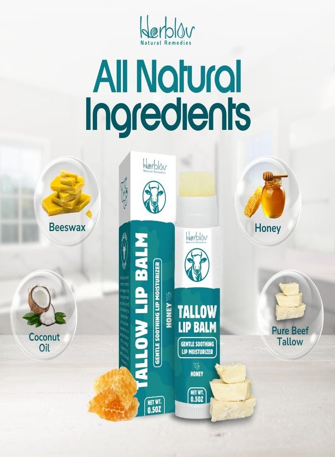 هيربلوڤ مرطب شفاه من شحم البقر - مرطب شفاه طبيعي من شمع العسل - مرطب شفاه من شحم البيسون الذي يتغذى على العشب - يلطف الشفاه المتشققة والجافة والحساسة - يدوم طويلاً وغني بالفيتامينات - صنع في الولايات المتحدة الأمريكية - Image 5